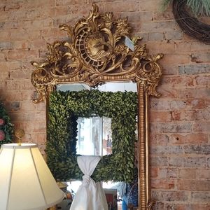 SOLD! Antique Gold Gild Bird Scroll Fancy Wood Mirror